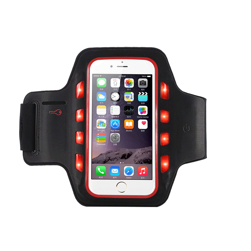 ニュースプロモーションデザインのロゴシルクプリントLEDスポーツアームバンドライト保護携帯電話アームバンドのiPhone 6- 4.7インチ